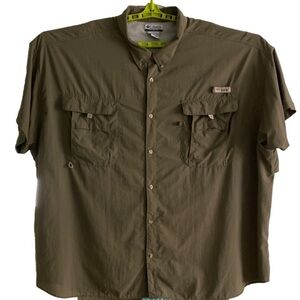 Columbia PFG Fishing Shirt Short Sleeve Vented Olive Green Men’s 5X